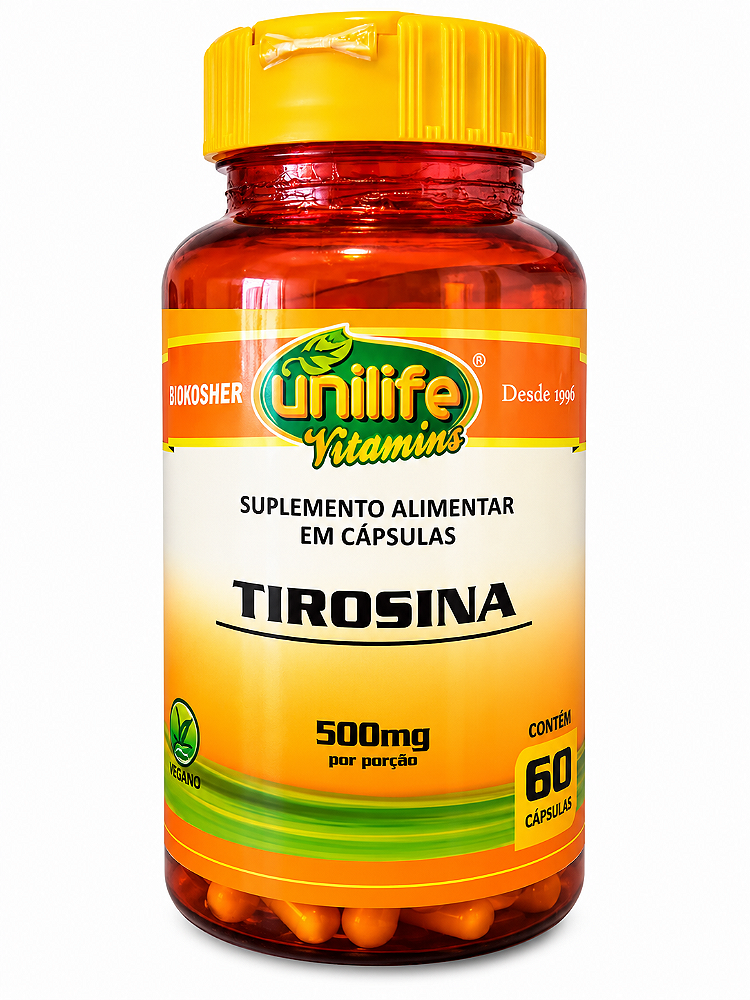 Tirosina 500mg Unilife Vitamins 60 Cápsulas Vegano