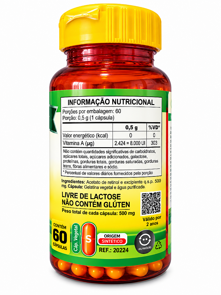 Vitamina A Retinol 8000 Ui Unilife Vitamins 60 Cápsulas Sem Sabor