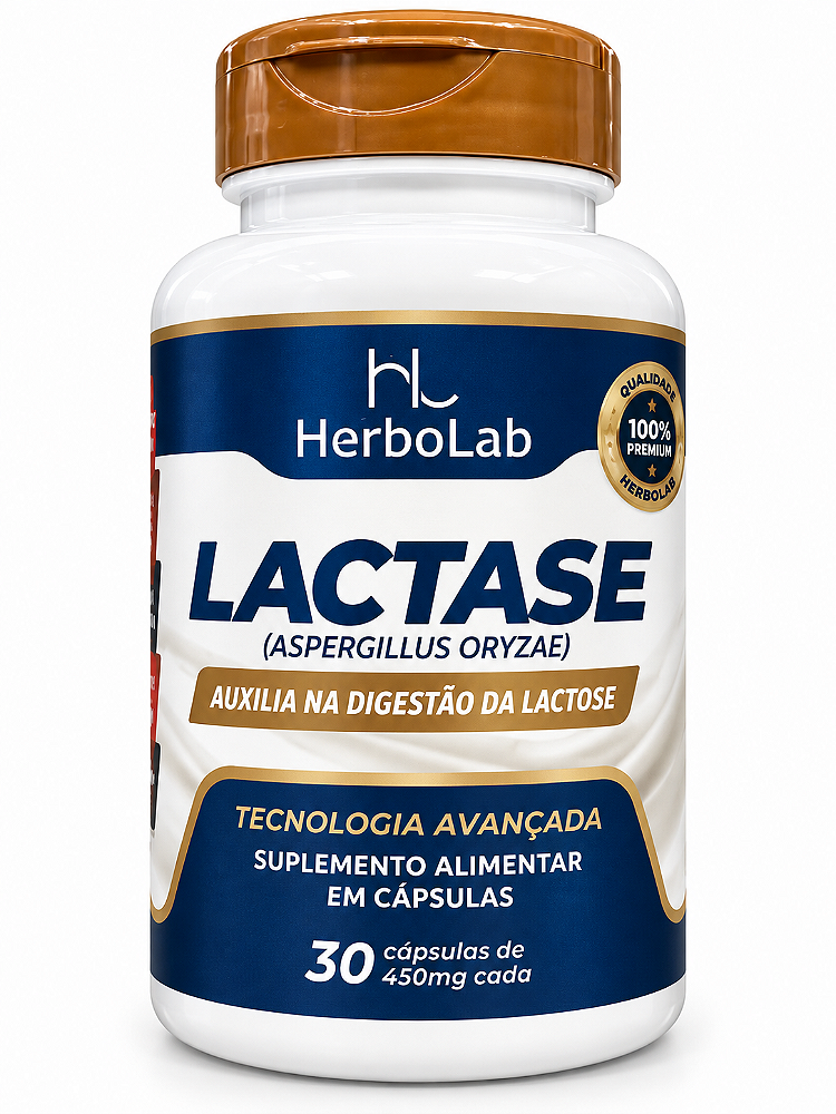 Lactase HerboLab 30 Cápsulas 450mg Auxilia Digestão Lactose