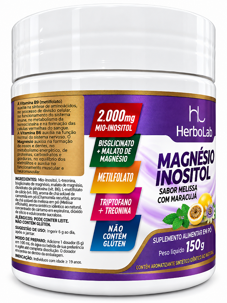 Magnésio Inositol HerboLab Melissa Maracujá 150g Vitamina B6