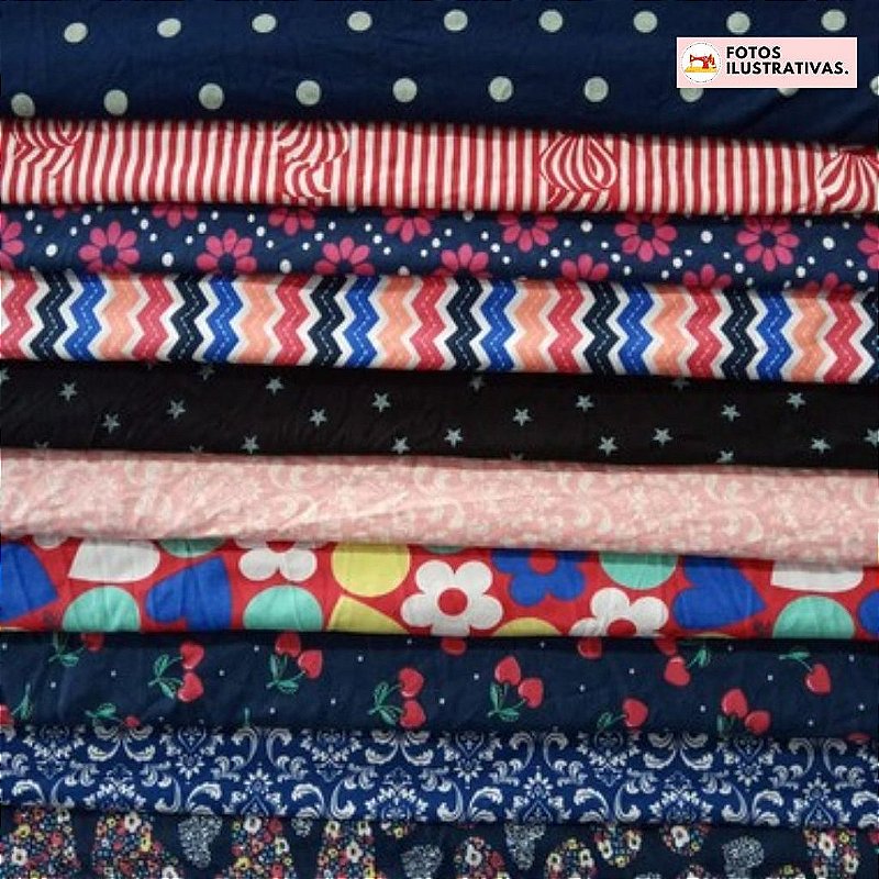 Tecido Cotton em Retalho Estampado Sortido - Caixa com 5KG