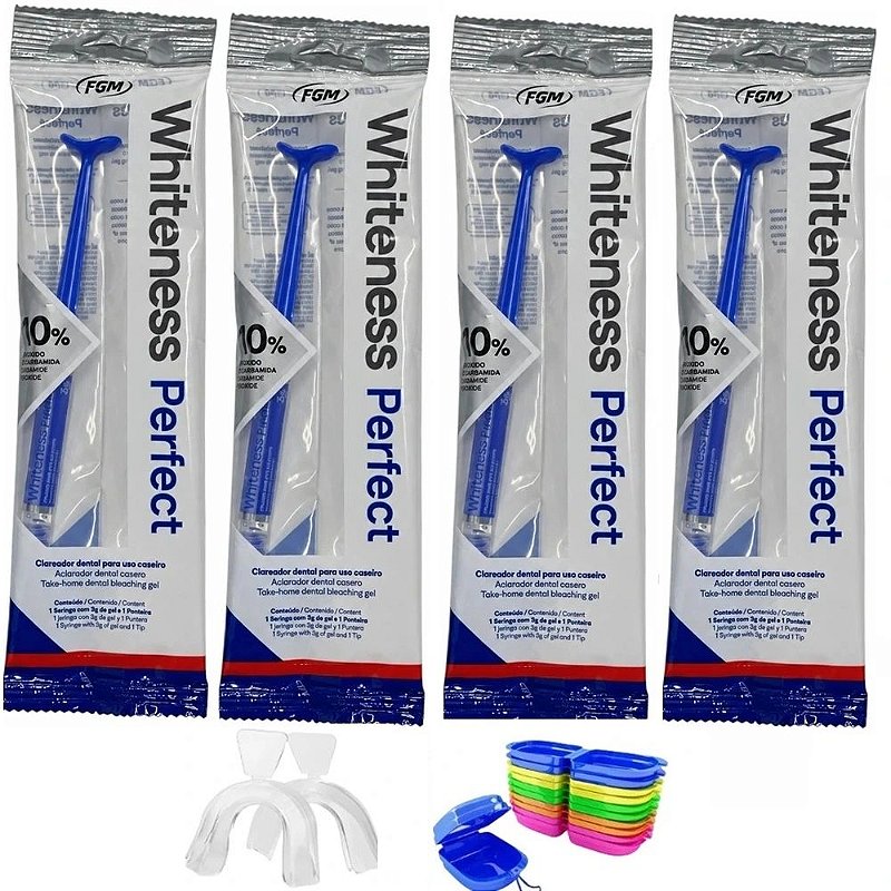 Clareador Dental Whiteness Perfect 10% - 4 Seringas + Moldeira