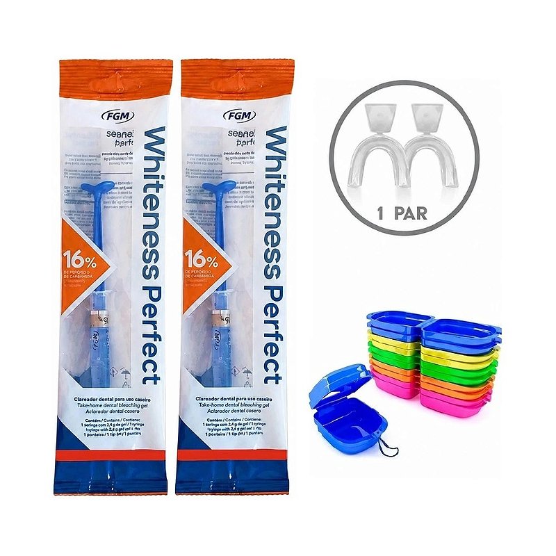 Clareador Dental Caseiro Whiteness Perfect 22% - 2 Un + Moldeira