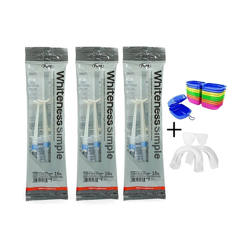Clareador Dental Whiteness Simple 16% - 9 Seringas + Moldeira