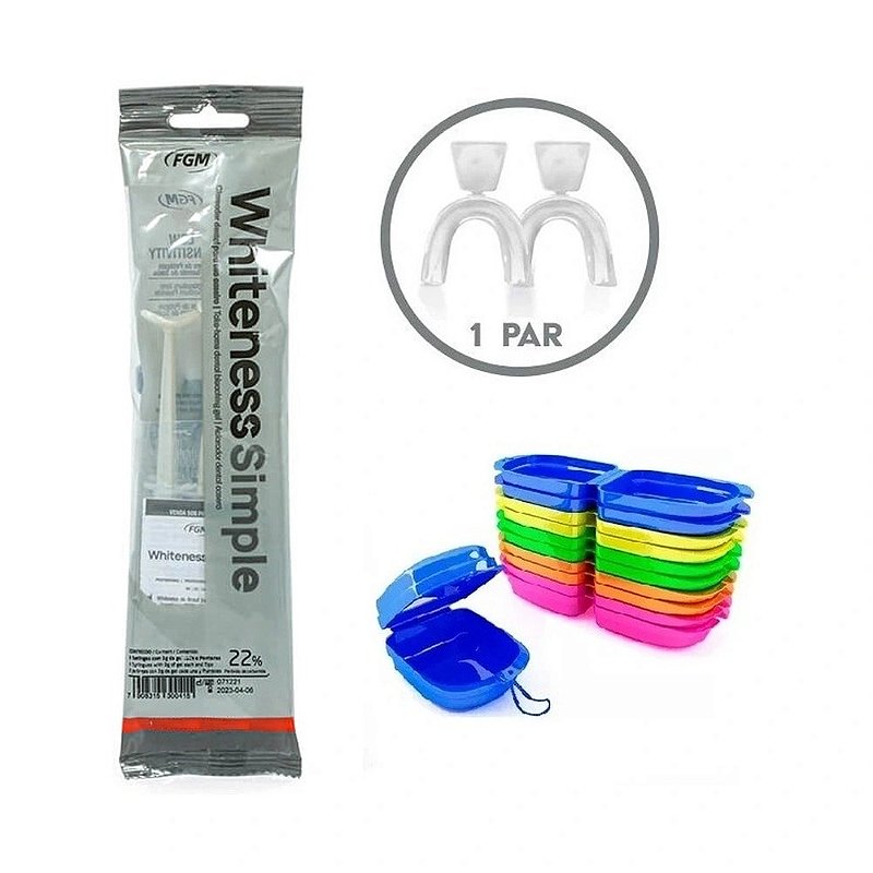 Clareador Whiteness Simple 22% - 3 Unidades + 1 Par de Moldeira