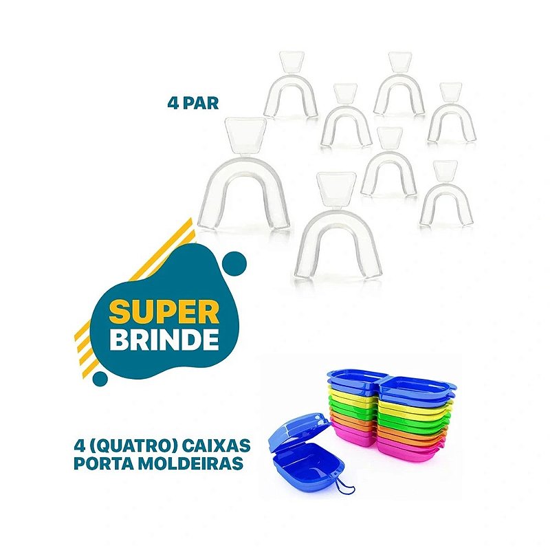 4 Par Moldeira Para Clareamento + Porta Moldeira