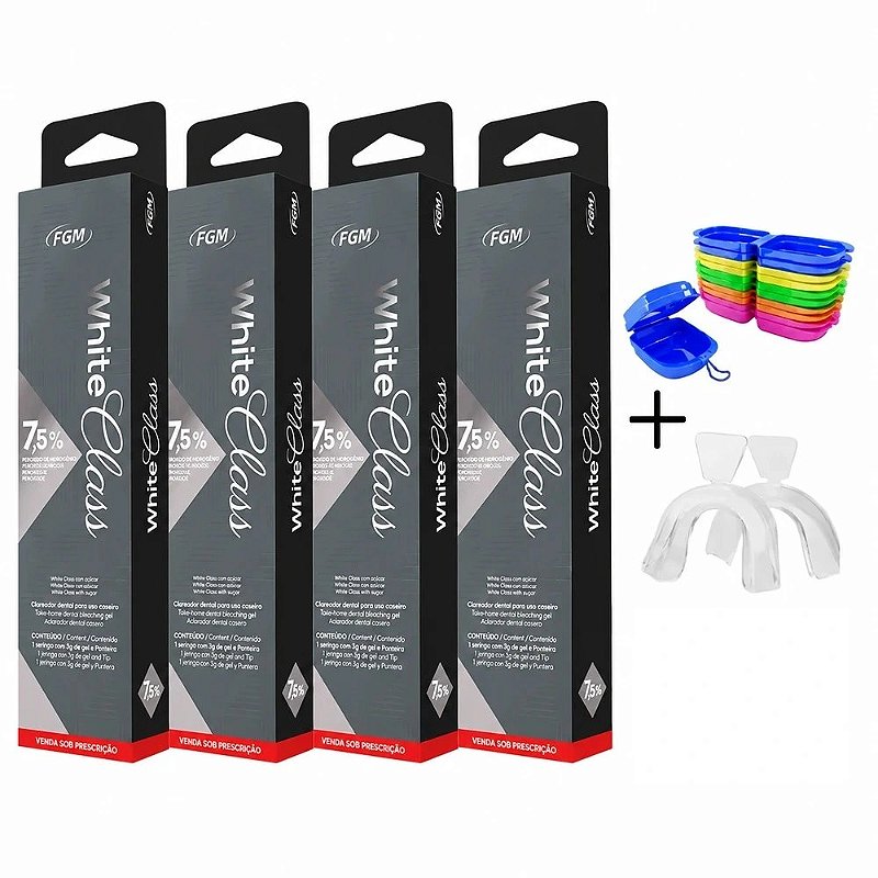 Clareador Dental White Class 7,5% - 4 Seringas + Moldeira