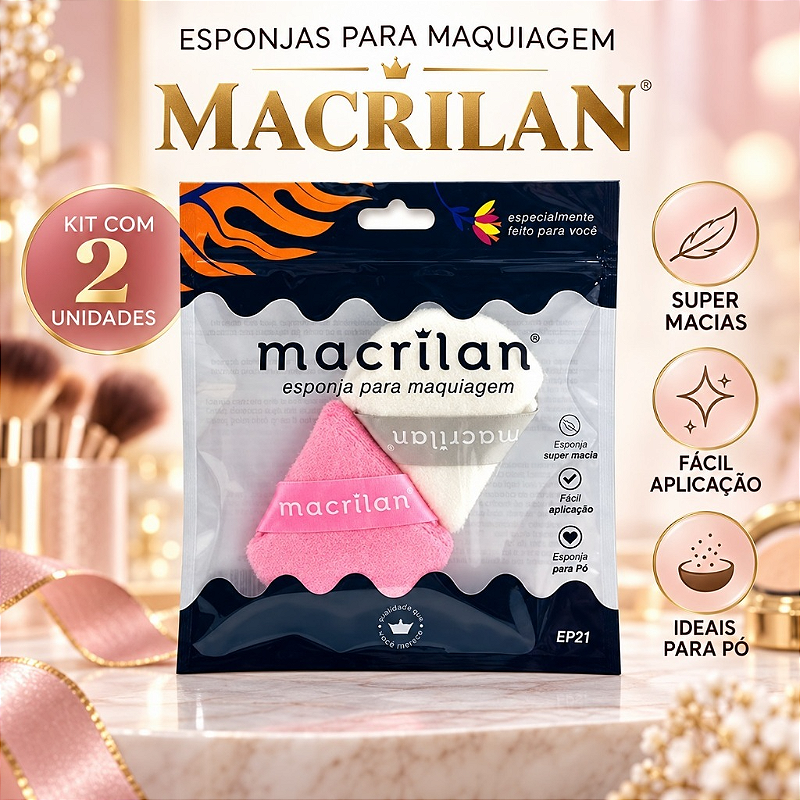 Kit 2 Esponjas para Pó Macrilan EP21 Super Macias Rosa e Branca