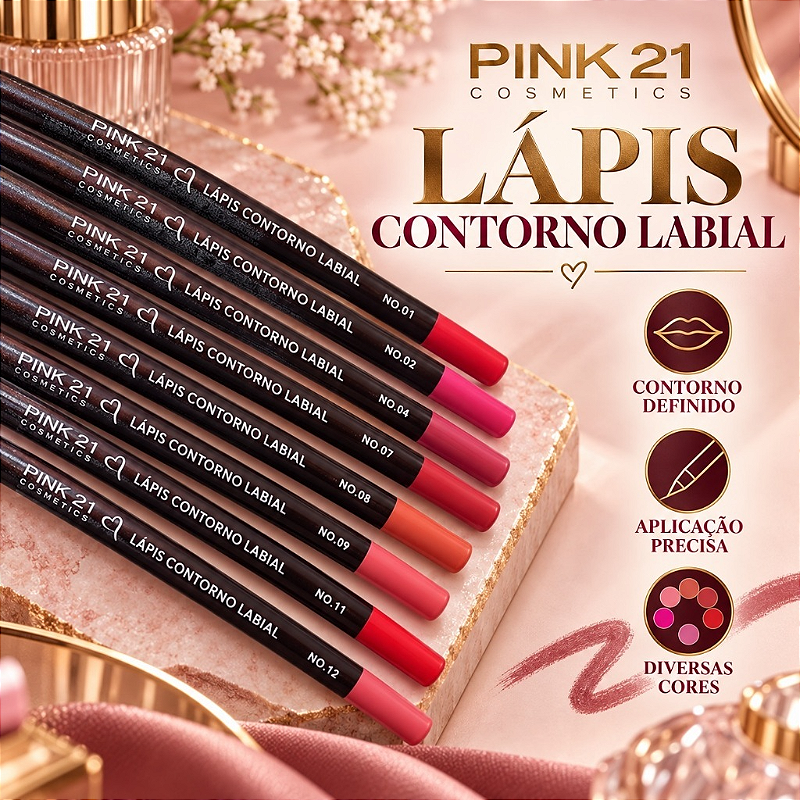 Lápis Contorno Labial Pink 21 Hot Black