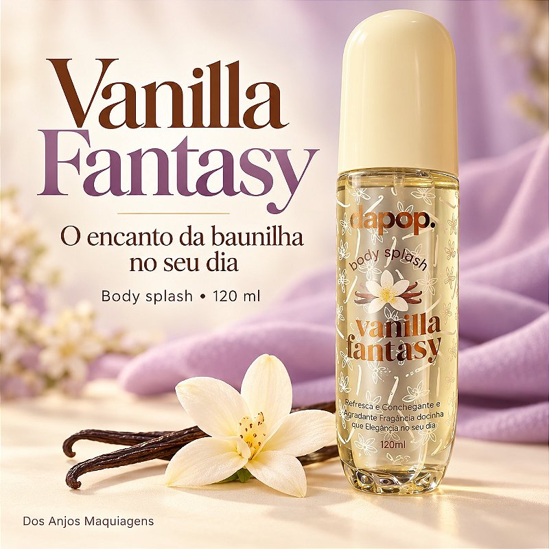 Body Splash Dapop Vanilla Fantasy Baunilha Sem Glitter 120 ml
