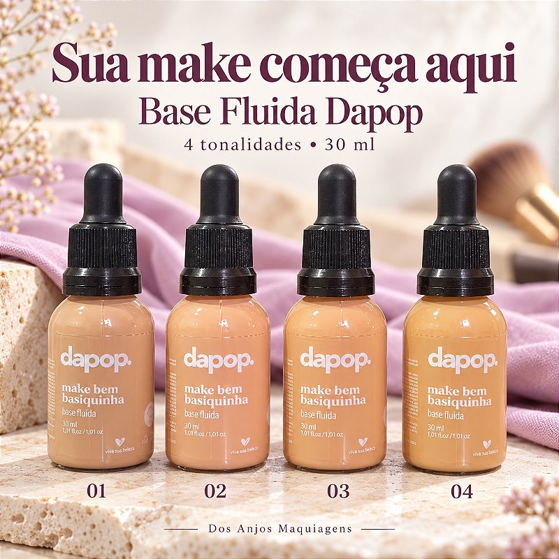 Base Líquida Facial Fluida Dapop Make Bem 30 ml