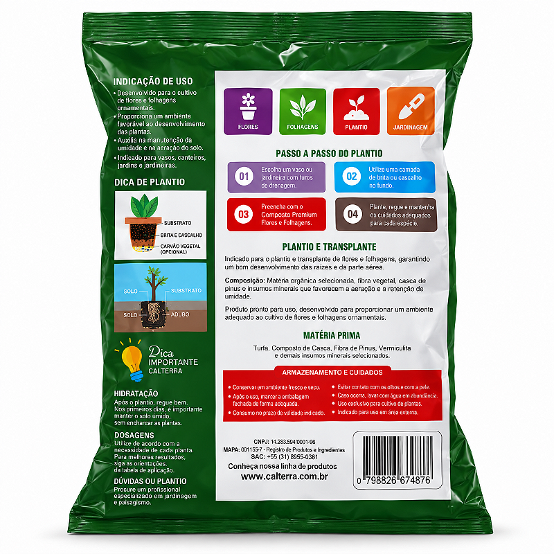 Composto Premium para Flores e Folhagens Calterra — 3 kg