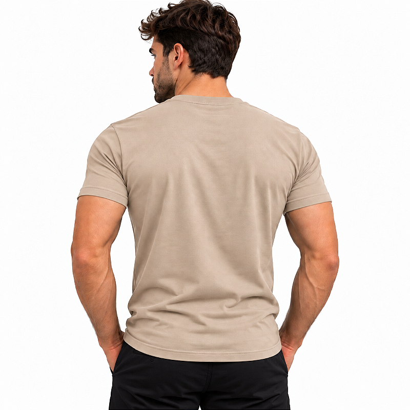 Camiseta Básica Malha Peruana Bege