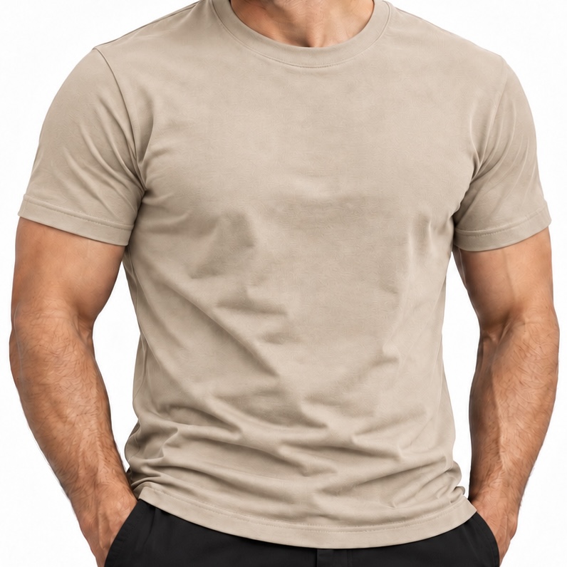 Camiseta Básica Malha Peruana Bege