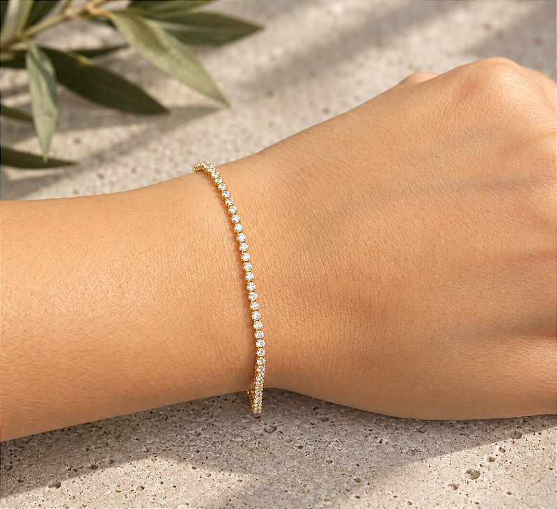 Pulseira Riviera Fina Banhada Ouro 18k