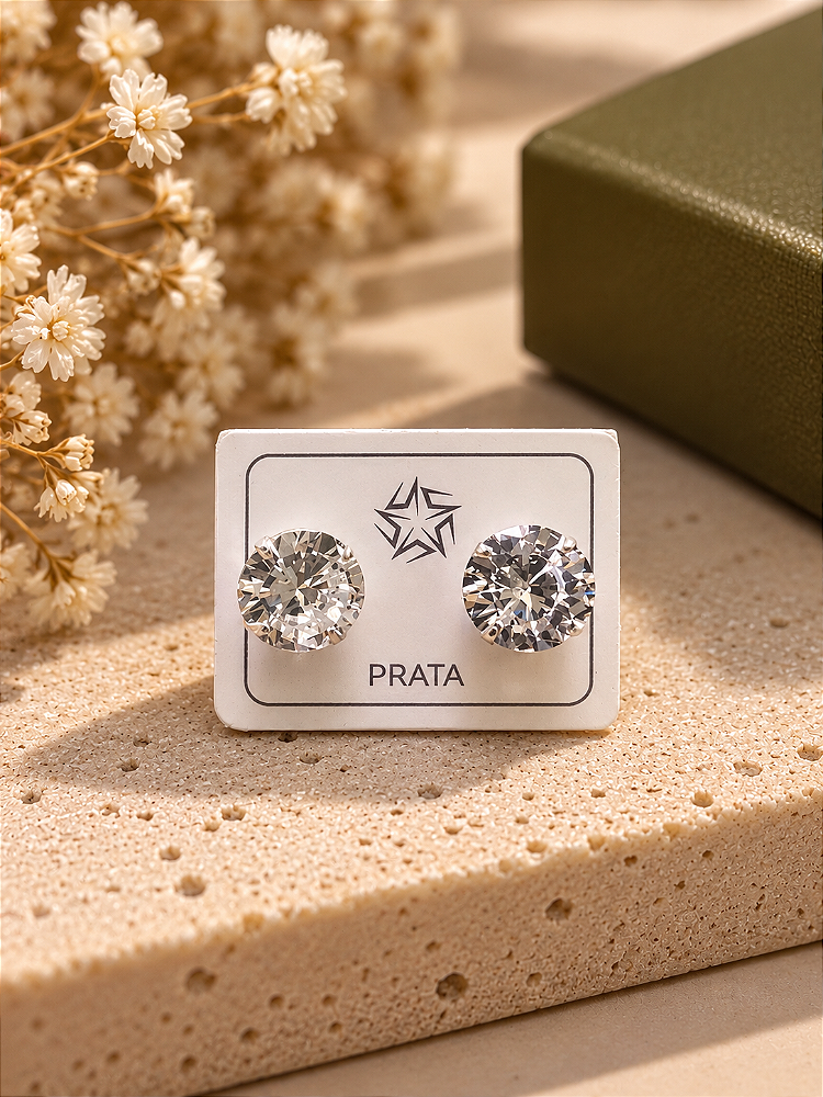 Brinco Ponto de Luz Prata 925 Zircônia