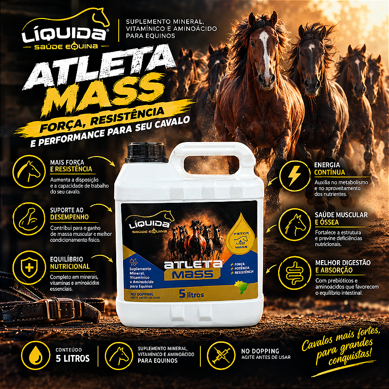 Atleta Mass Liquida Equinos — Suplemento para Cavalos de Performance