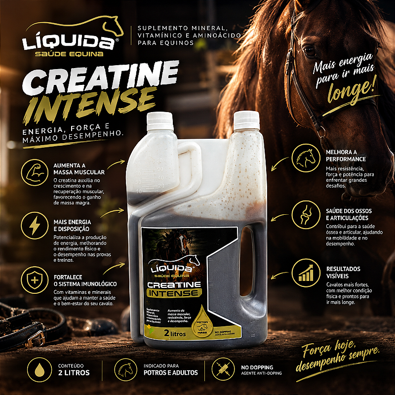 Creatine Intense Liquida Equinos — Suplemento de Alta Performance para Energia, Potência e Explosão Muscular
