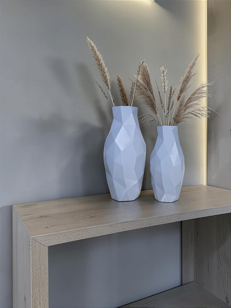 Vaso Decorativo Diamant - Kit com 2 Vasos | Sala Quarto Aparador Mesa Estante