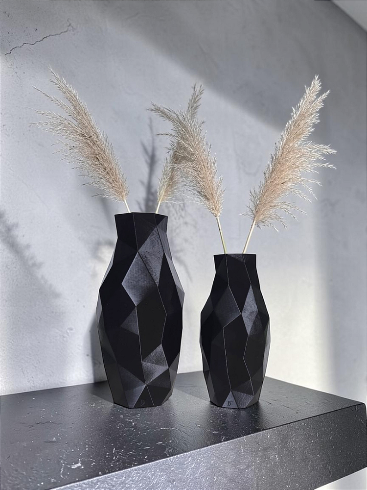 Vaso Decorativo Diamant - Kit com 2 Vasos | Sala Quarto Aparador Mesa Estante