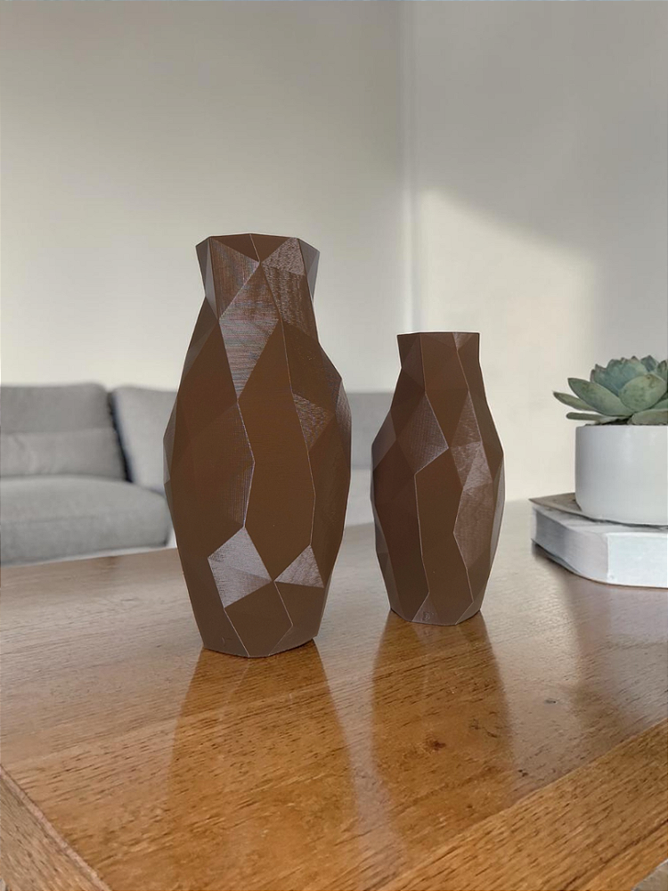 Vaso Decorativo Diamant - Kit com 2 Vasos | Sala Quarto Aparador Mesa Estante