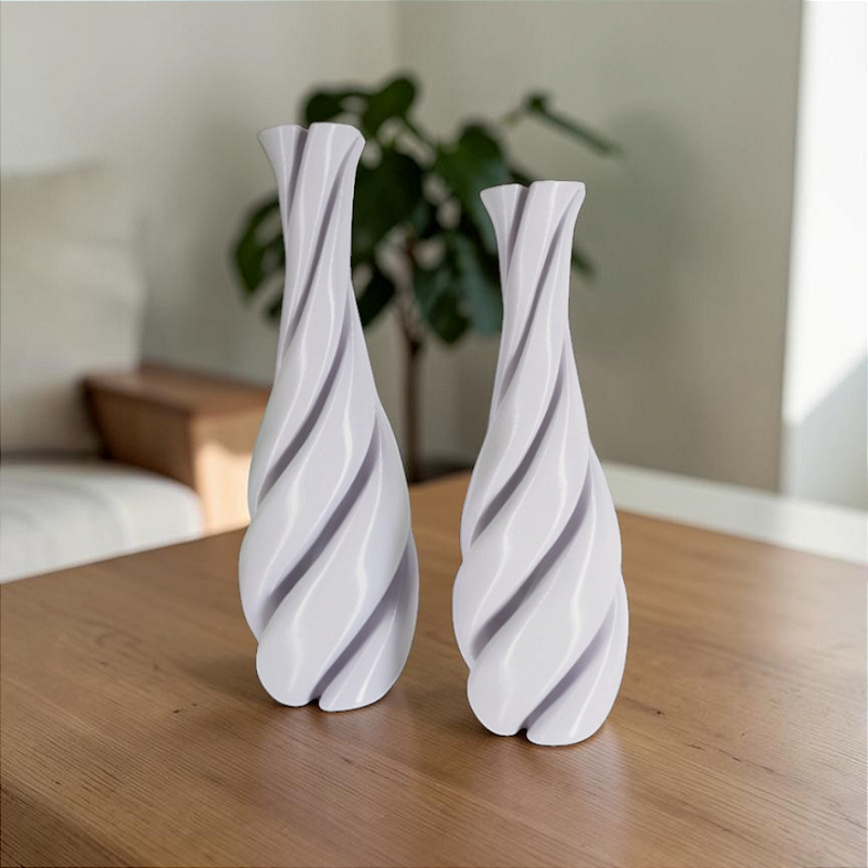 Vaso Decorativo Trevo - Kit com 2 Vasos Decoração Sala Quarto Aparador Rack Prateleira