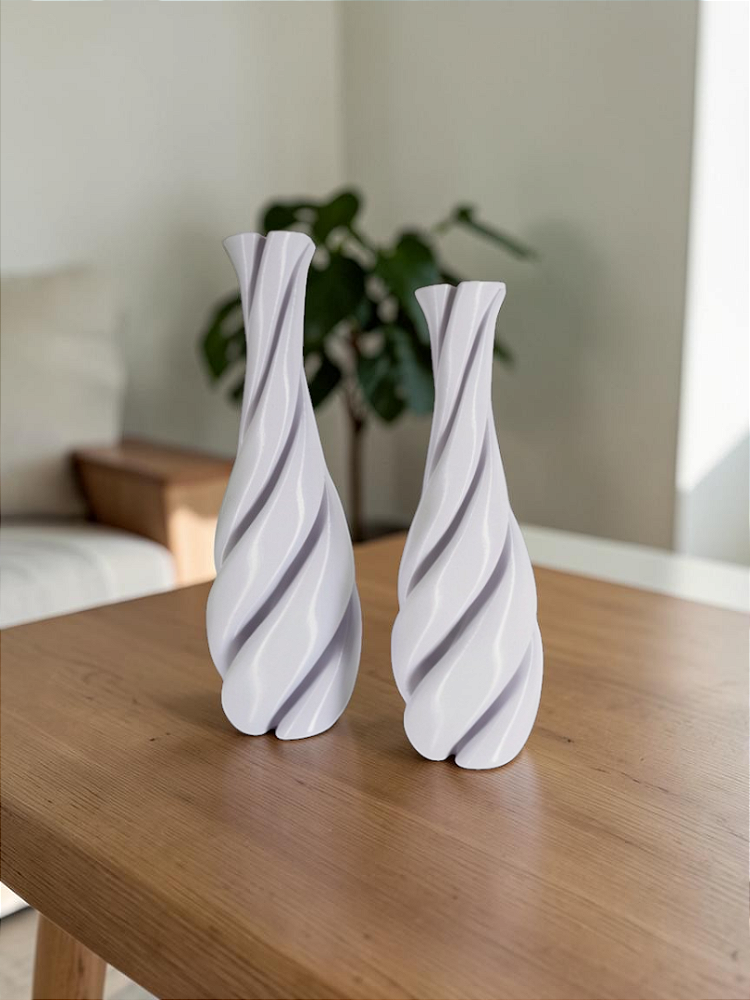 Vaso Decorativo Trevo - Kit com 2 Vasos Decoração Sala Quarto Aparador Rack Prateleira