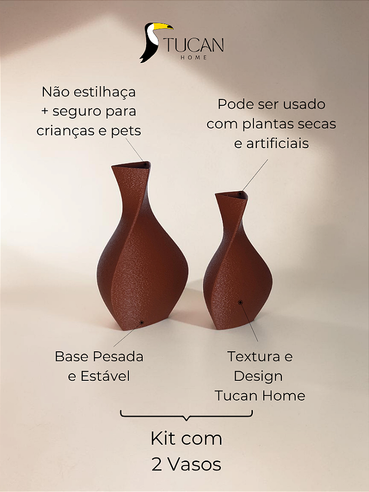 Vaso Decorativo Acqua - Kit com 2 Vasos | Decoração Moderna para Sala, Quarto Aparador