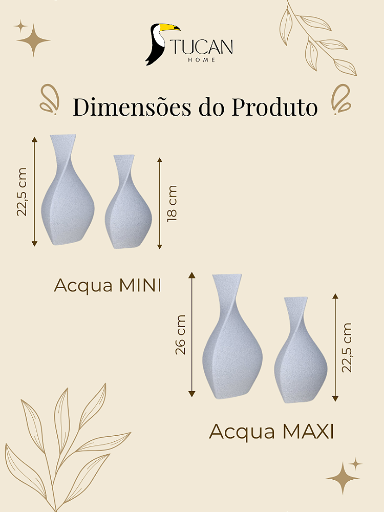 Vaso Decorativo Acqua - Kit com 2 Vasos | Decoração Moderna para Sala, Quarto Aparador