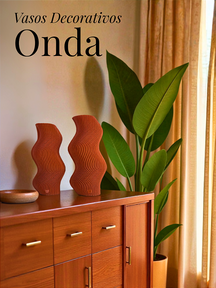 Vaso Decorativo Onda - Kit com 2 Vasos | Decoração para Sala Quarto Aparador