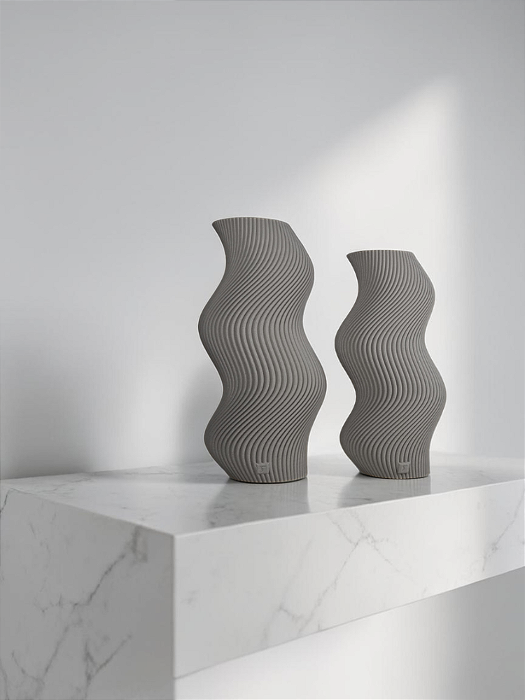 Vaso Decorativo Onda - Kit com 2 Vasos | Decoração para Sala Quarto Aparador