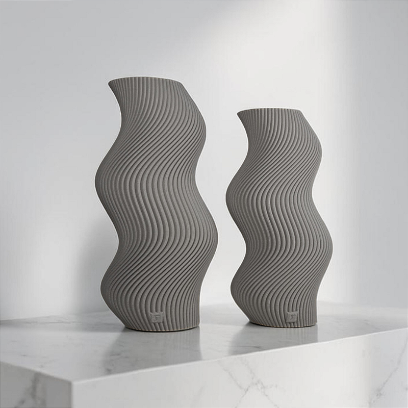 Vaso Decorativo Onda - Kit com 2 Vasos | Decoração para Sala Quarto Aparador