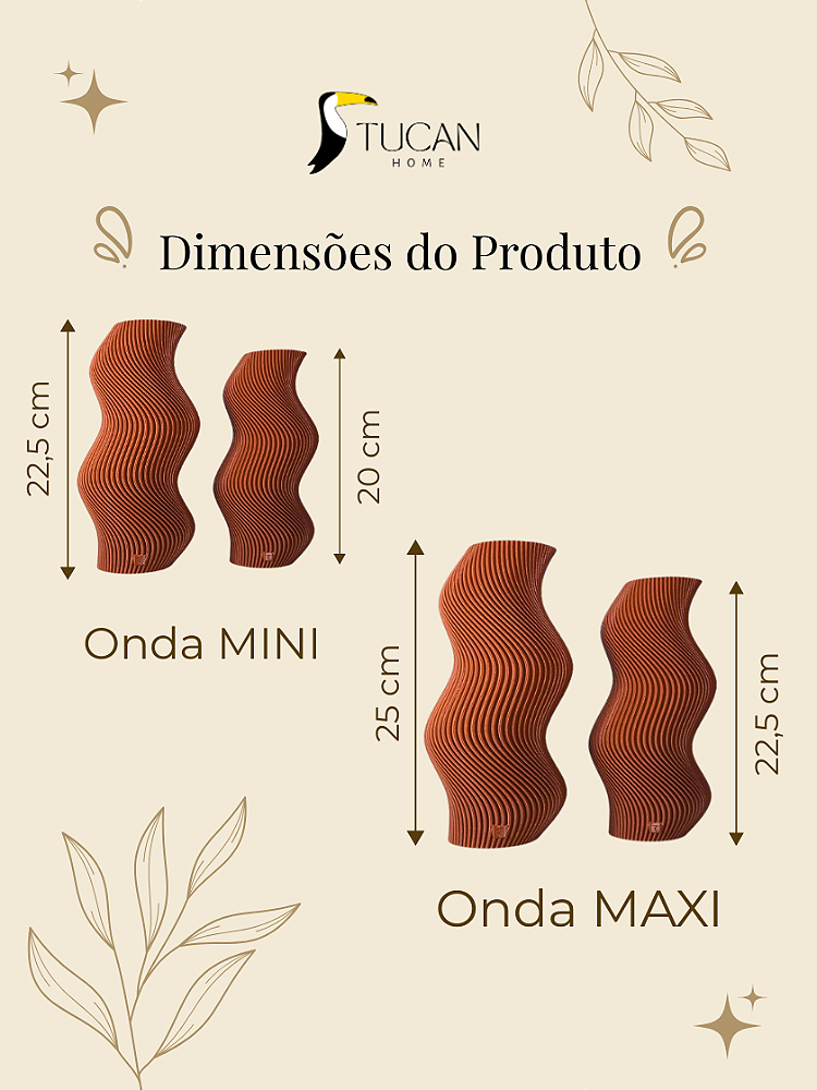 Vaso Decorativo Onda - Kit com 2 Vasos | Decoração para Sala Quarto Aparador