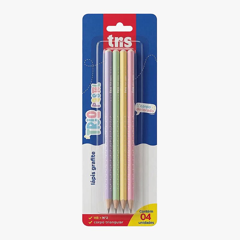 Lápis Grafite Tris Trio Pastel Triangular