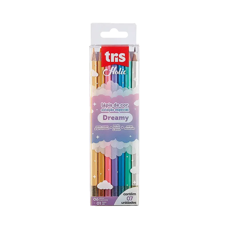 Lápis de Cor Tris Holic Dreamy 6 Cores + Lápis HB