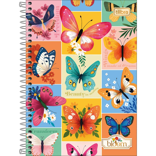 Caderno Espiral Capa Dura Tilibra Bloom 1/4 - 80 Folhas