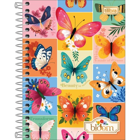 Caderneta Espiral Capa Dura Tilibra Bloom 1/8 - 80 Folhas