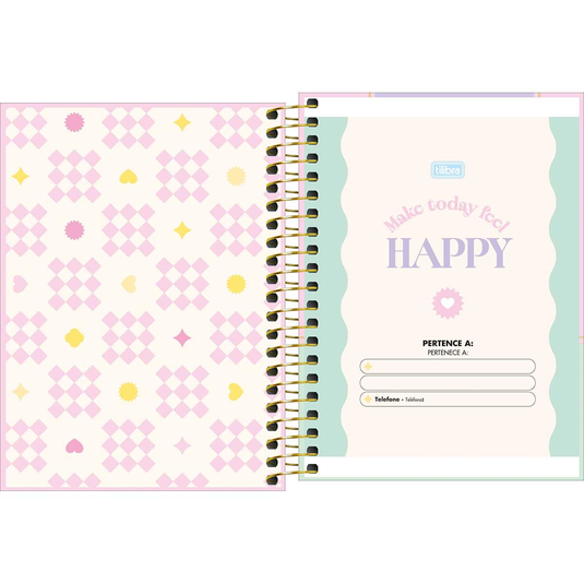 Caderneta Espiral Capa Dura Tilibra Happy 1/8 - 80 Folhas