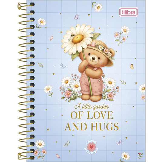 Caderneta Espiral Capa Dura Tilibra Love Bears 1/8 - 80 Folhas