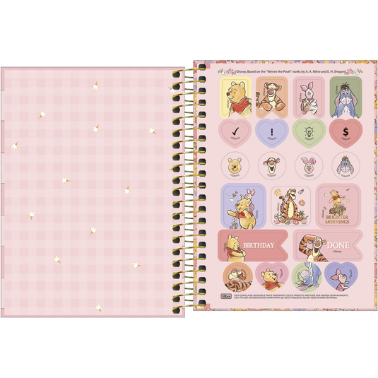 Caderneta Espiral Capa Dura Tilibra Pooh 1/8 - 80 Folhas