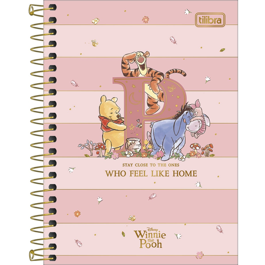 Caderneta Espiral Capa Dura Tilibra Pooh 1/8 - 80 Folhas