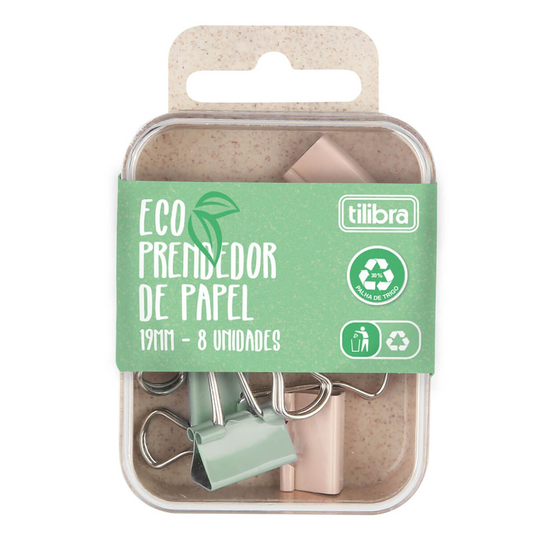 Prendedor de Papel Tilibra Eco 19 mm - Blister com 8 Unidades