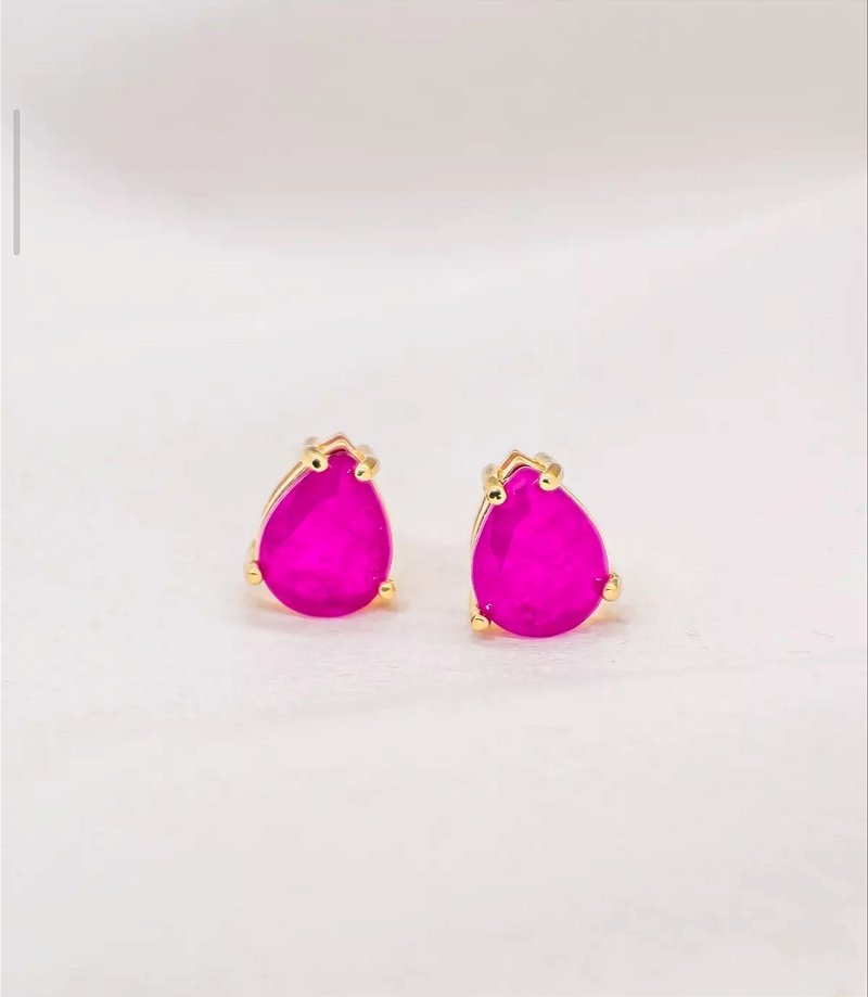 Brinco Gota Pedra Fusion Rosa