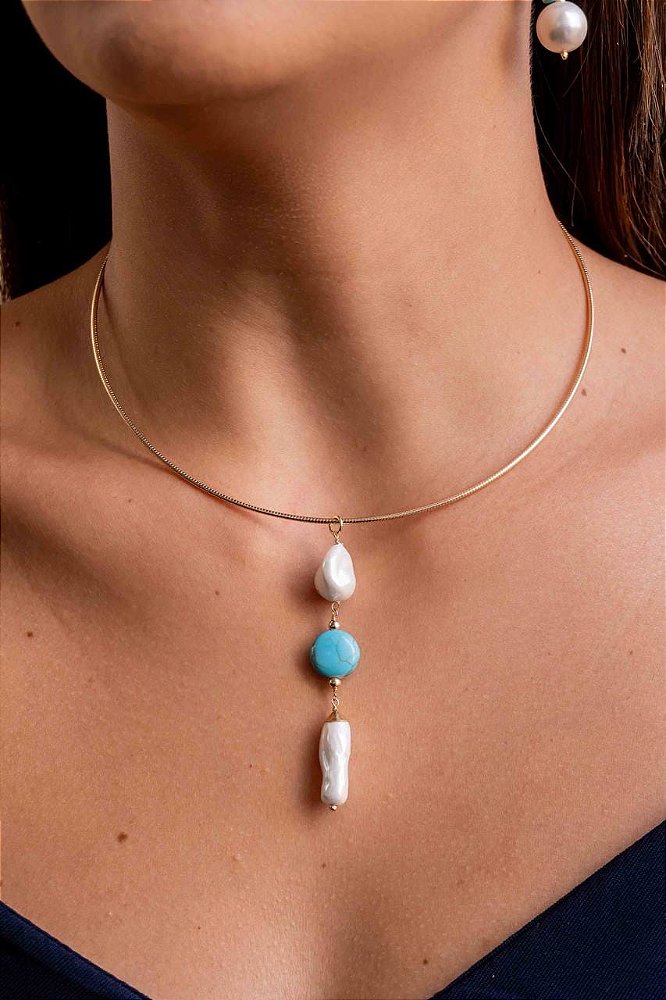 Choker Pérola Make Turquesa