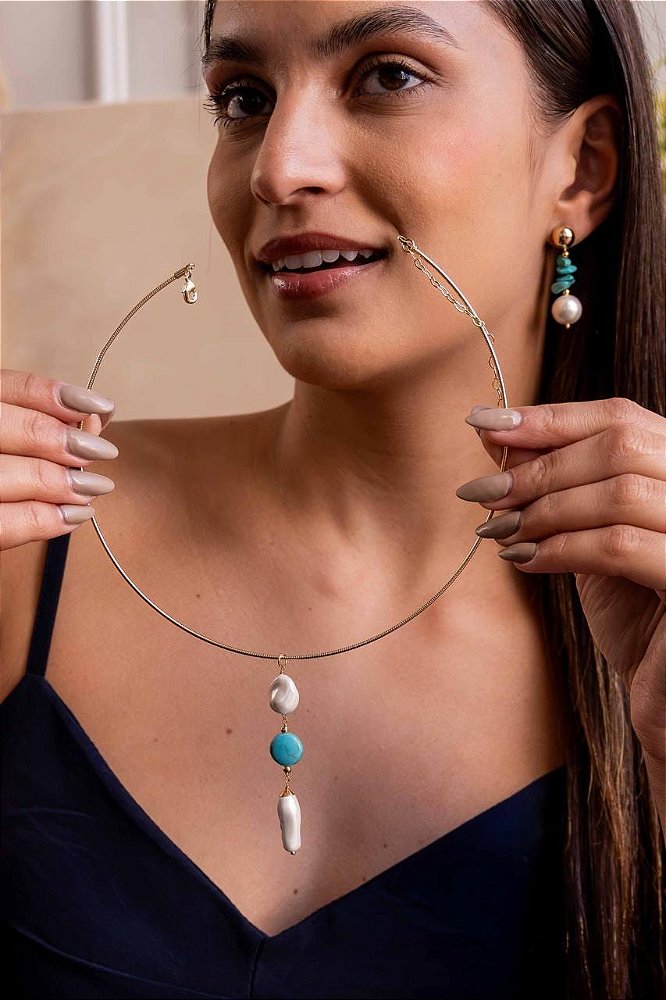 Choker Pérola Make Turquesa