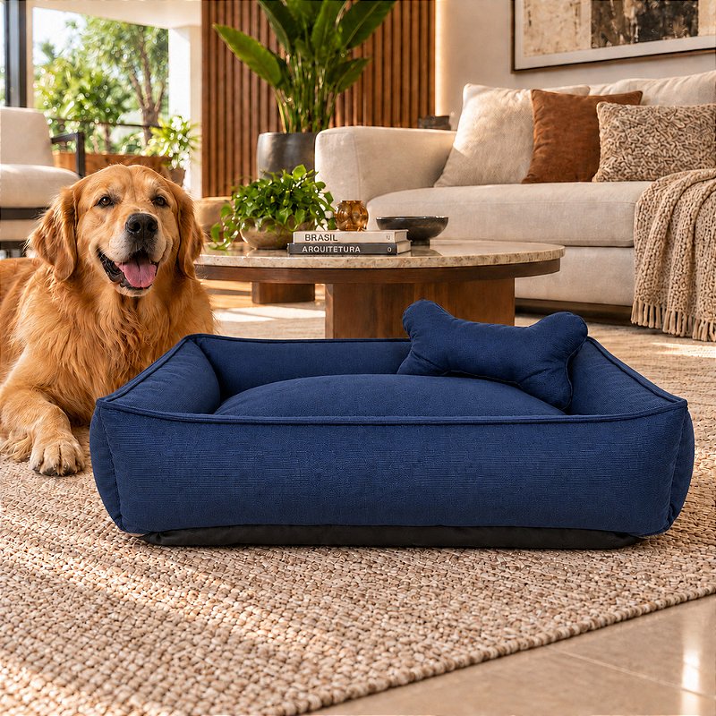 Cama Pet Suede Premium Impermeavel Pequena Cor:Azul