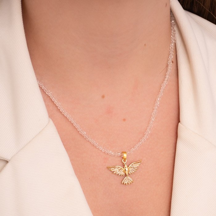 COLAR CRISTAL PINGENTE ESPIRITO SANTO