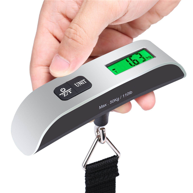 Balança portátil display digital lcd 110lb/50kg bagagem eletrônica suspensa mala