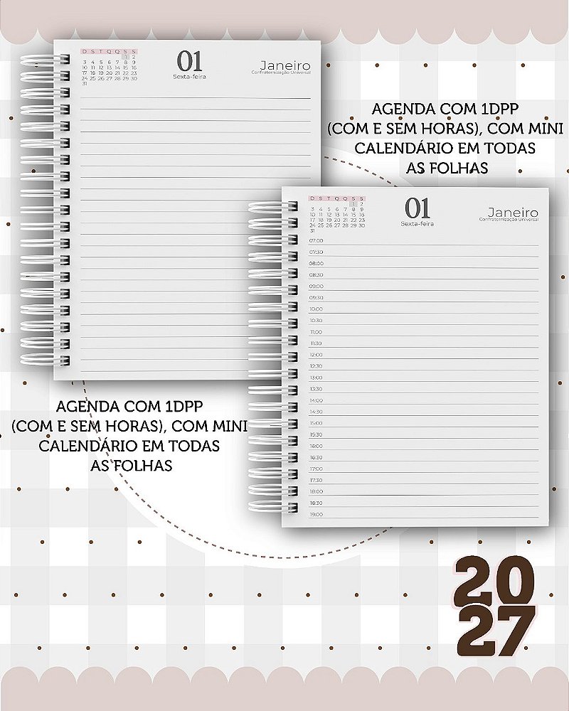 Agenda Personalizada 400 PÁGINAS 2027 - Coleção Delicada