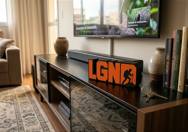 Enfeite de mesa Legendário LGND 3D Decorativo laranja e preto